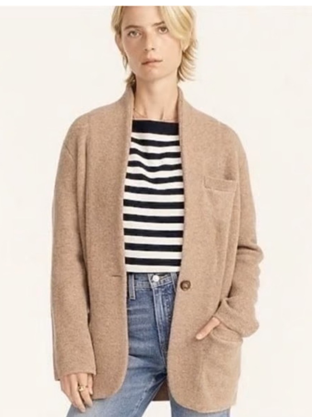 J Crew Cocoon Sweater Beige Tan Cardigan Blazer